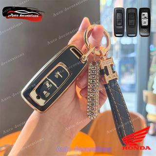 Honda pcx 160 wave forza 350 ฝาครอบกุญแจ Honda smart car key case Honda click 160 scoopyi 2023-2025 giorno ตะกั่ว 125 Click 125i พวงกุญแจขอบทอง