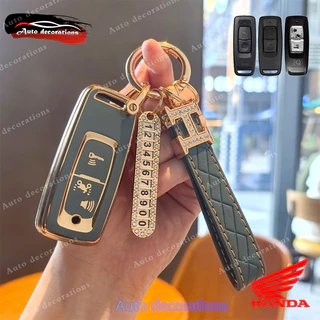 Honda pcx 160 wave forza 350 ฝาครอบกุญแจ Honda smart car key case Honda click 160 scoopyi 2023-2025 giorno ตะกั่ว 125 Click 125i พวงกุญแจขอบทอง