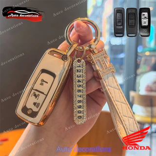 Honda pcx 160 wave forza 350 ฝาครอบกุญแจ Honda smart car key case Honda click 160 scoopyi 2023-2025 giorno ตะกั่ว 125 Click 125i พวงกุญแจขอบทอง