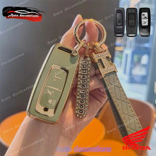 Honda pcx 160 wave forza 350 ฝาครอบกุญแจ Honda smart car key case Honda click 160 scoopyi 2023-2025 giorno ตะกั่ว 125 Click 125i พวงกุญแจขอบทอง