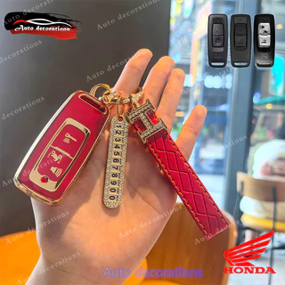 Honda pcx 160 wave forza 350 ฝาครอบกุญแจ Honda smart car key case Honda click 160 scoopyi 2023-2025 giorno ตะกั่ว 125 Click 125i พวงกุญแจขอบทอง