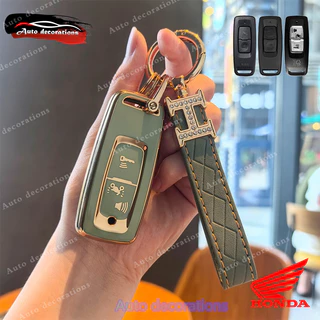 Honda pcx 160 wave forza 350 ฝาครอบกุญแจ Honda smart car key case Honda click 160 scoopyi 2023-2025 giorno ตะกั่ว 125 Click 125i พวงกุญแจขอบทอง