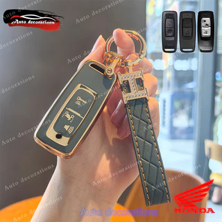 Honda pcx 160 wave forza 350 ฝาครอบกุญแจ Honda smart car key case Honda click 160 scoopyi 2023-2025 giorno ตะกั่ว 125 Click 125i พวงกุญแจขอบทอง