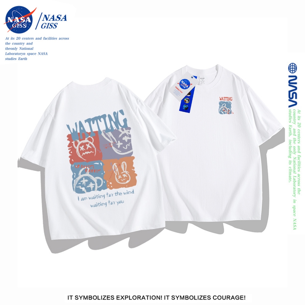 NASA เสือยืดผู้ชายผู้หญิง แนวสตรีท 2025 เสื้อ summer บุคลิกภาพแฟชั่นพิมพ์ลาย ผ้า