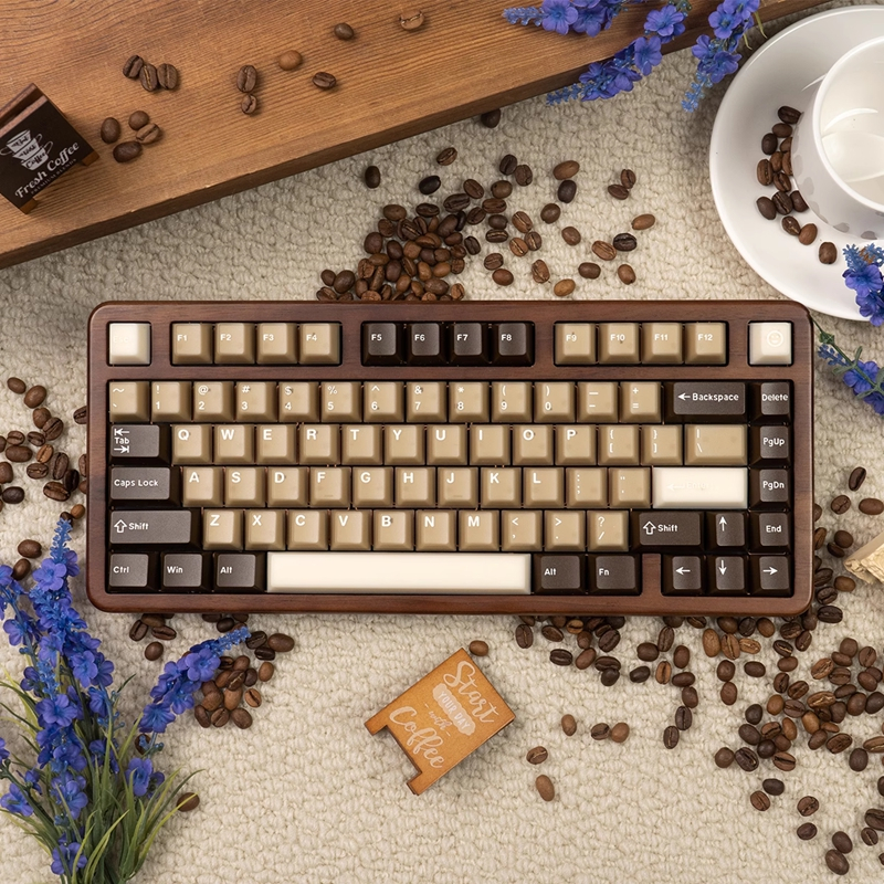 Keycap เฉพาะCoconut Latte Keycap 164 คีย์ PBT + PC Double Shot Cherry Profile สําหรับ Cherry MX Swit