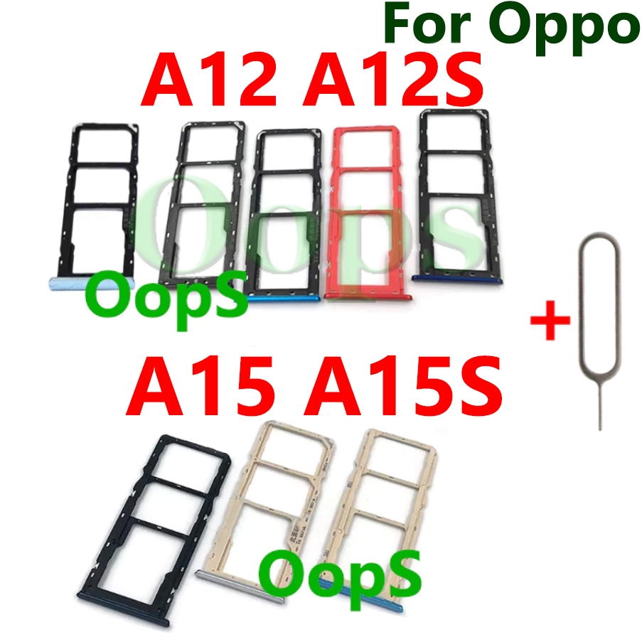 โทรศัพท์ถาดซิมสําหรับOppo A12 A15 A12S A15S NANOถาดการ์ดผู้ถือคอนเทนเนอร์อะแดปเตอร์ฟรีPin