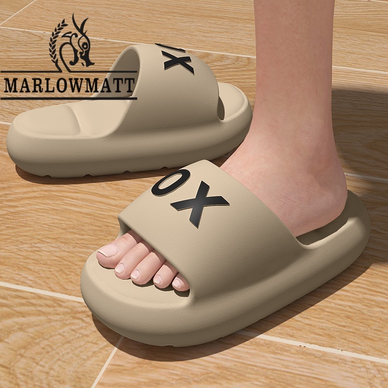 Marlowmatt รองเท้าแตะสุภาพสตรีคู่รองเท้าแตะในร่ม Soft Sole Simple กันน้ํา Anti-slip
