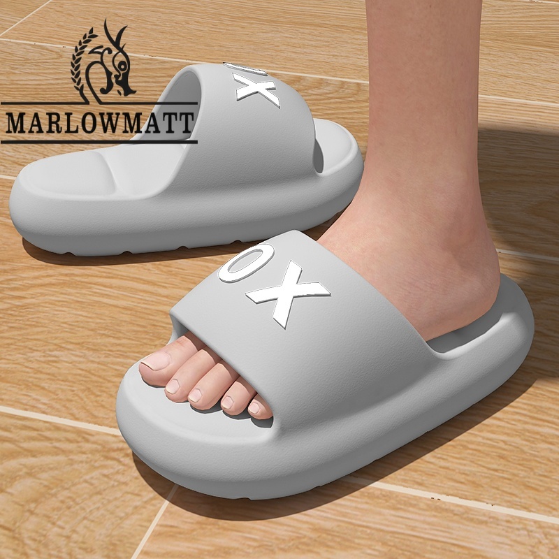 Marlowmatt รองเท้าแตะสุภาพสตรีคู่รองเท้าแตะในร่ม Soft Sole Simple กันน้ํา Anti-slip