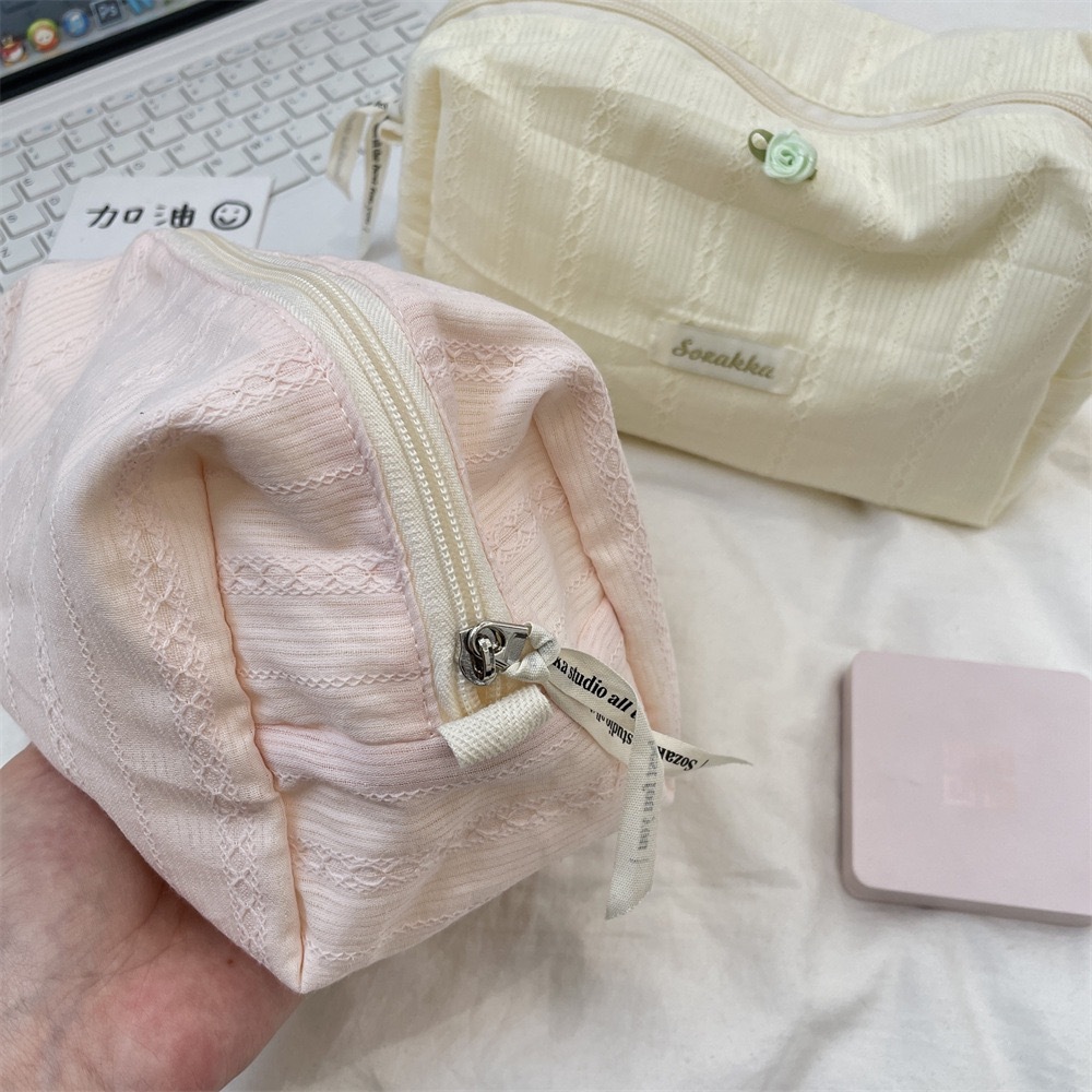 กุหลาบ, กระเป๋าเครื่องสําอางความจุขนาดใหญ่, กระเป๋าเก็บของนักเรียน, กระเป๋าใส่อุปกรณ์อาบน้ํา 22x12x11ซม - รูปที่ 5