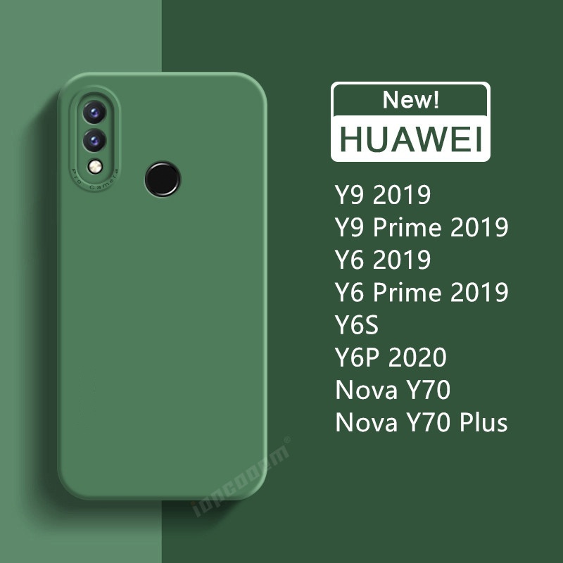 สีทึบนุ่มกล้องสําหรับ Huawei Nova Y70 Plus Y9 Prime 2019 Y7 Y6 Y6S Y6P 2020 Original ฝาครอบซิลิโคนเหลว