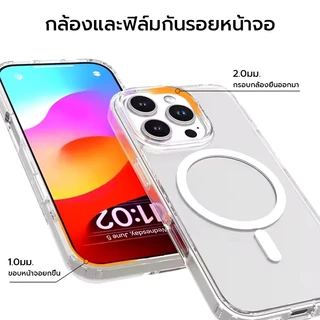 [OSGEER]เคสโทรศัพท์โปร่งใสแม่เหล็กสําหรับiPhone 17 13 Pro Max 14 Plus 15 16 12 11 ป้องกันรอยขีดข่วนและกันกระแทกCeseกาวนุ่มที่ขอบ
