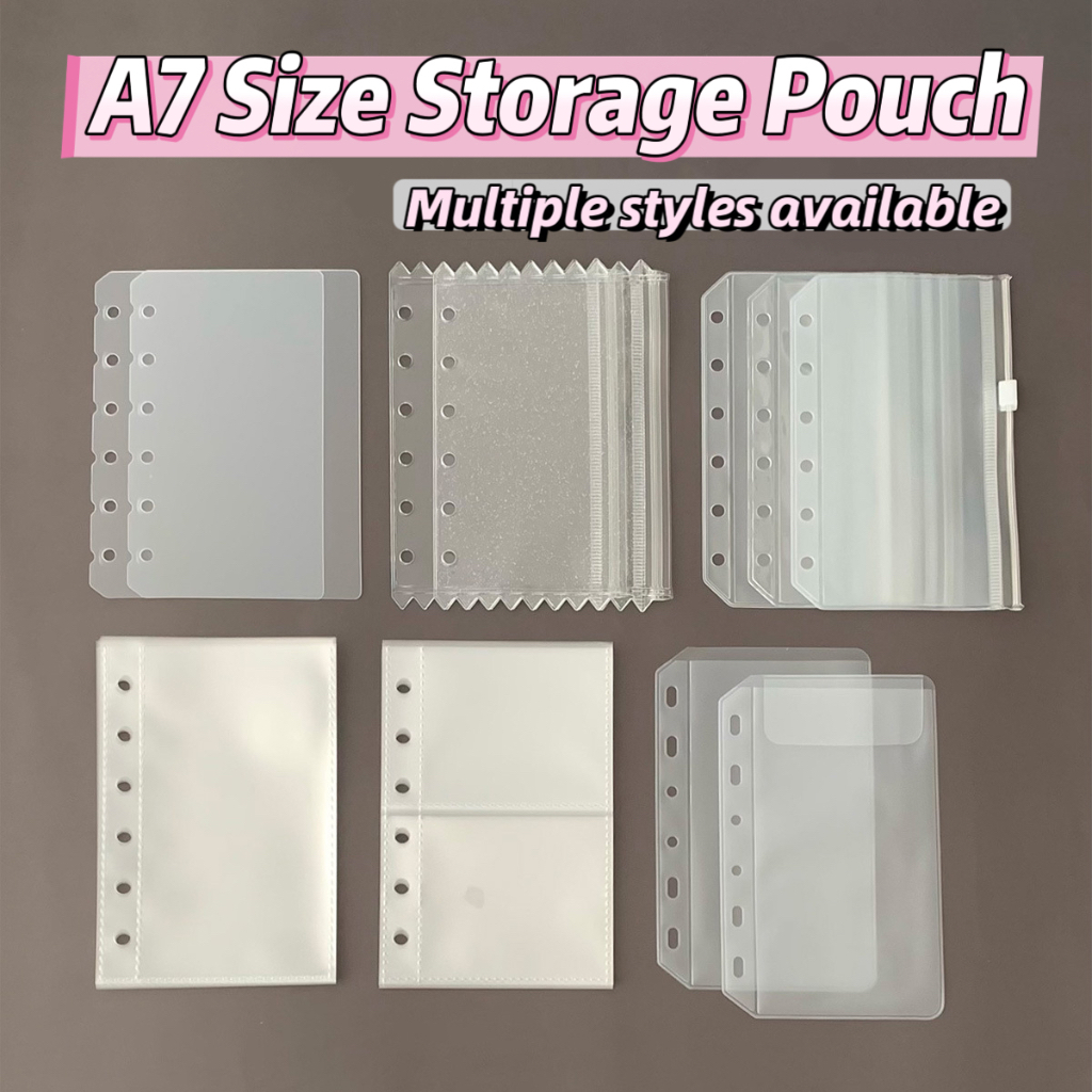A7 ขนาด 6 หลุมแหวน Binder กระเป๋าเก็บคอลเลกชันหลวมใบ PVC กระเป๋า PP ภาพถ่ายใส่กระเป๋าซิป
