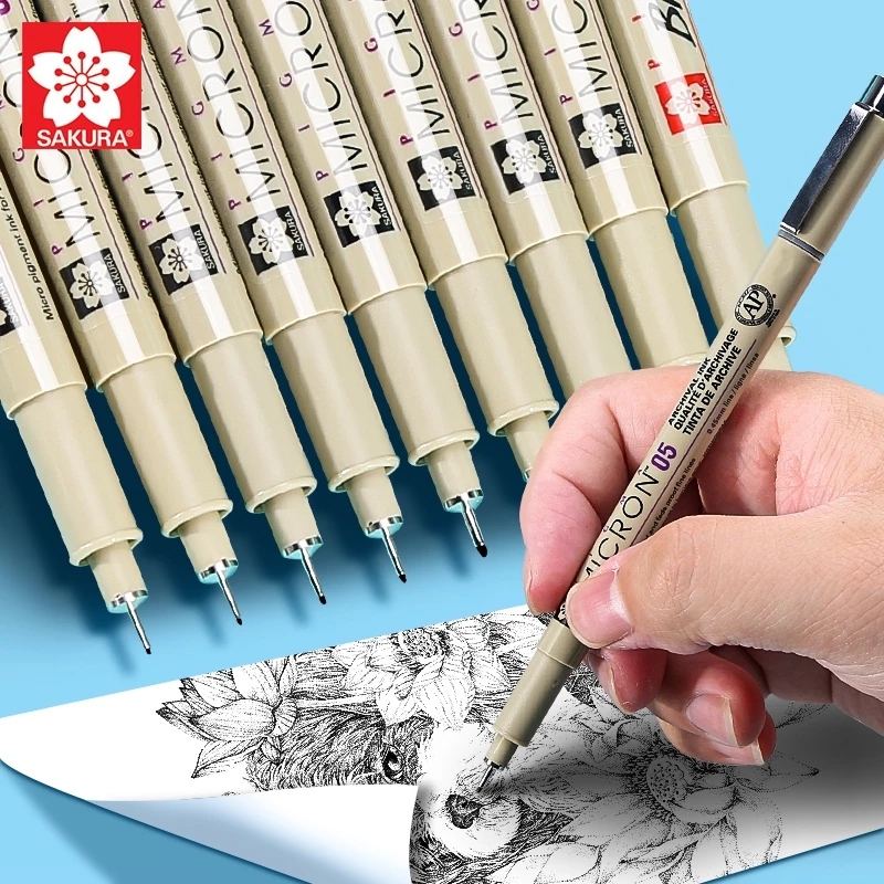 12PCS ญี่ปุ่น Sakura Pigma ไมครอนปากการายละเอียดวาด Fineliner ปากกา Sketch แปรงชุดปากกา Art Marker