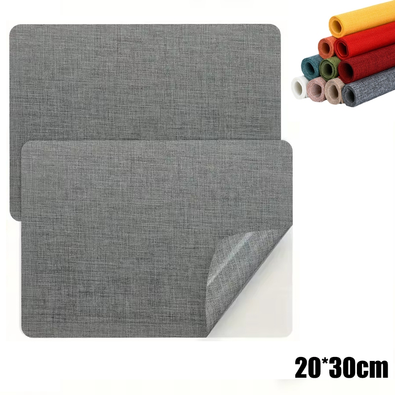 ใหม่ 20*30 ซม. ทําเอง ผ้าซ่อมผ้าลินินแบบมีกาวในตัวหลากสีสําหรับโซฟา เตียง เก้าอี้ และเฟอร์นิเจอร์เบาะรถยนต์