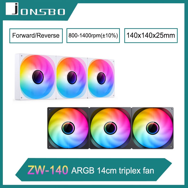 JONSBO ZW-140 3-in-1 พัดลม 14 ซม.เงียบ AEGB Shenguang Synchronized Block พัดลมต่อเนื่องคอมพิวเตอร์ C
