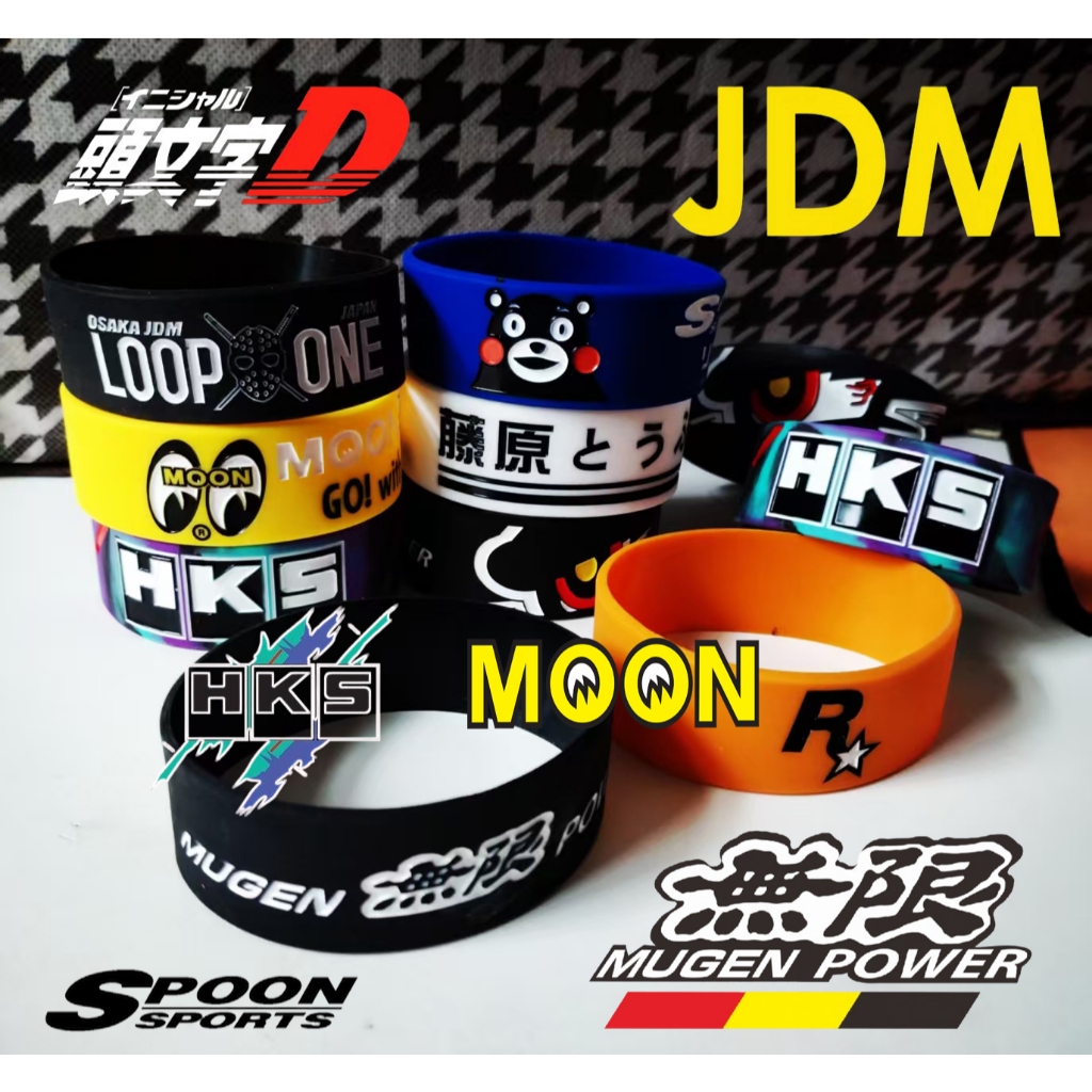 JDM HKS Mugen Power Initial D SPOON Gear Shift Cover Handle ตกแต่งเหมาะกับคู่มืออัตโนมัติ Universal Car Knob Lever ตกแต่งภายในสายรัดข้อมือ
