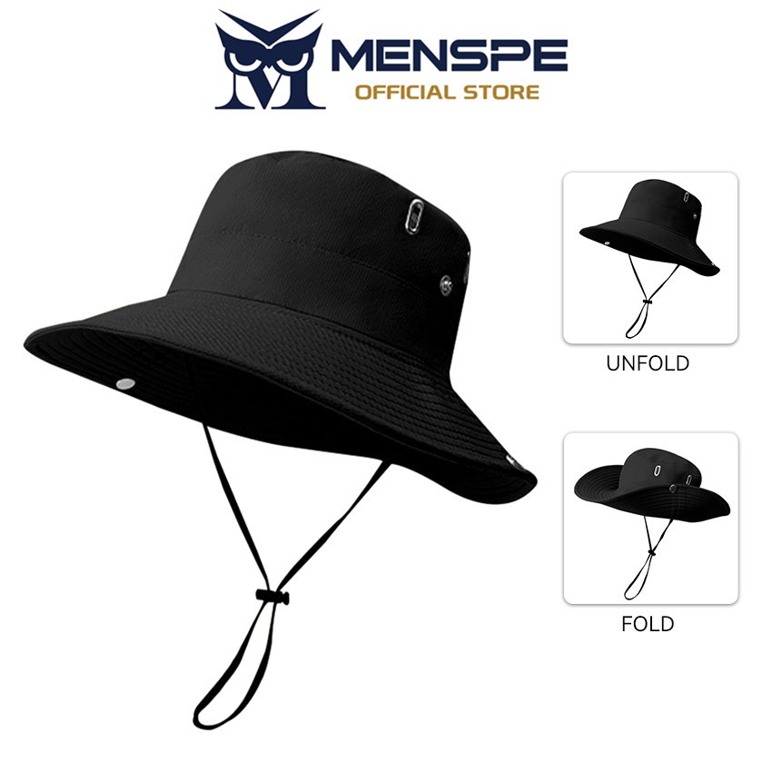 MENSPE เดินป่ากลางแจ้งหมวกชาวประมงแห้งเร็วสบายหมวกระบายอากาศ Unisex ขนาดใหญ่ Brim Mountain Climbing Sun Protection หมวก