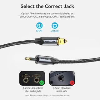 Vention Toslink to Mini Toslink สายเคเบิลเสียงออปติคัล 3.5mm Male to Male for PS3/4 Projector Laptop Speaker