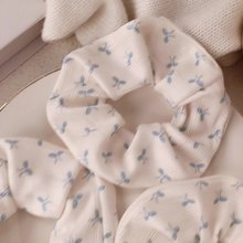 เกาหลีพิมพ์สีฟ้าโบว์สไตล์ผูกผมลําไส้ใหญ่การ์ตูนหมีเชือกผมเครื่องประดับผม - รูปที่ 6