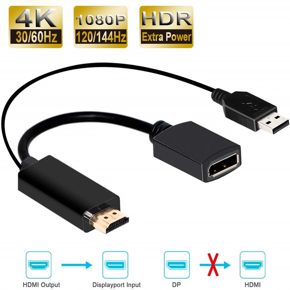 4K 60Hz HDMI to Displayport อะแดปเตอร์สาย 1080P 120Hz HDMI to DP Converter ชาย HDMI 2.0 to Displayport สําหรับ PC TV Xbox PS4 PS5