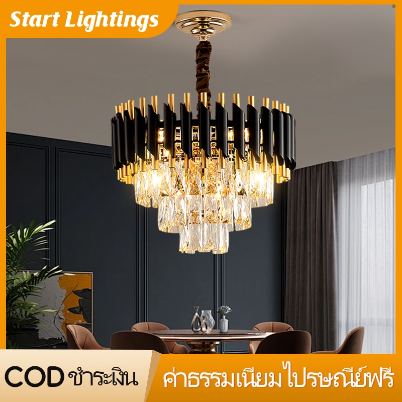 2025 ห้องรับประทานอาหารใหม่คริสตัลโคมระย้าห้องนั่งเล่นที่เรียบง่ายไฟ LED สร้างสรรค์โคมไฟเพดานห้องนอนหรูหรา