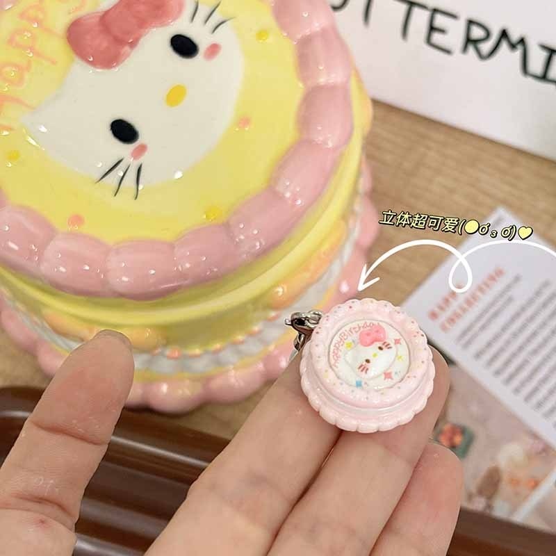มาโคร การ์ตูนจําลองเค้กวันเกิด Hello Kitty พวงกุญแจกระเป๋าจี้ตกแต่งโทรศัพท์มือถือโซ่เชือกเส้นเล็กคู่แฟนของขวัญ - รูปที่ 6