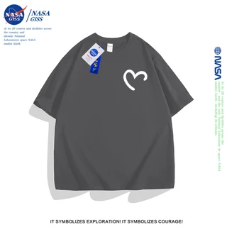 NASA เสื้อยืดชายหญิงแขนสั้น สไตล์ลำลอง summer รูปหัวใจ พิมพ์ลาย t-shirt แบบหลวม คอกลม ยับยากไม่ต้องรีด