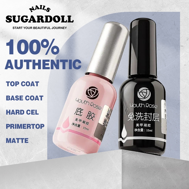 พร้อมส่งในBangkok ท็อปโค้ท Youth Rose ฮาร์ดเจล ท็อปด้าน  เบสโค้ท เบสท็อป ​ไพรเมอร์  ท็อปโคทเล็บ 15g