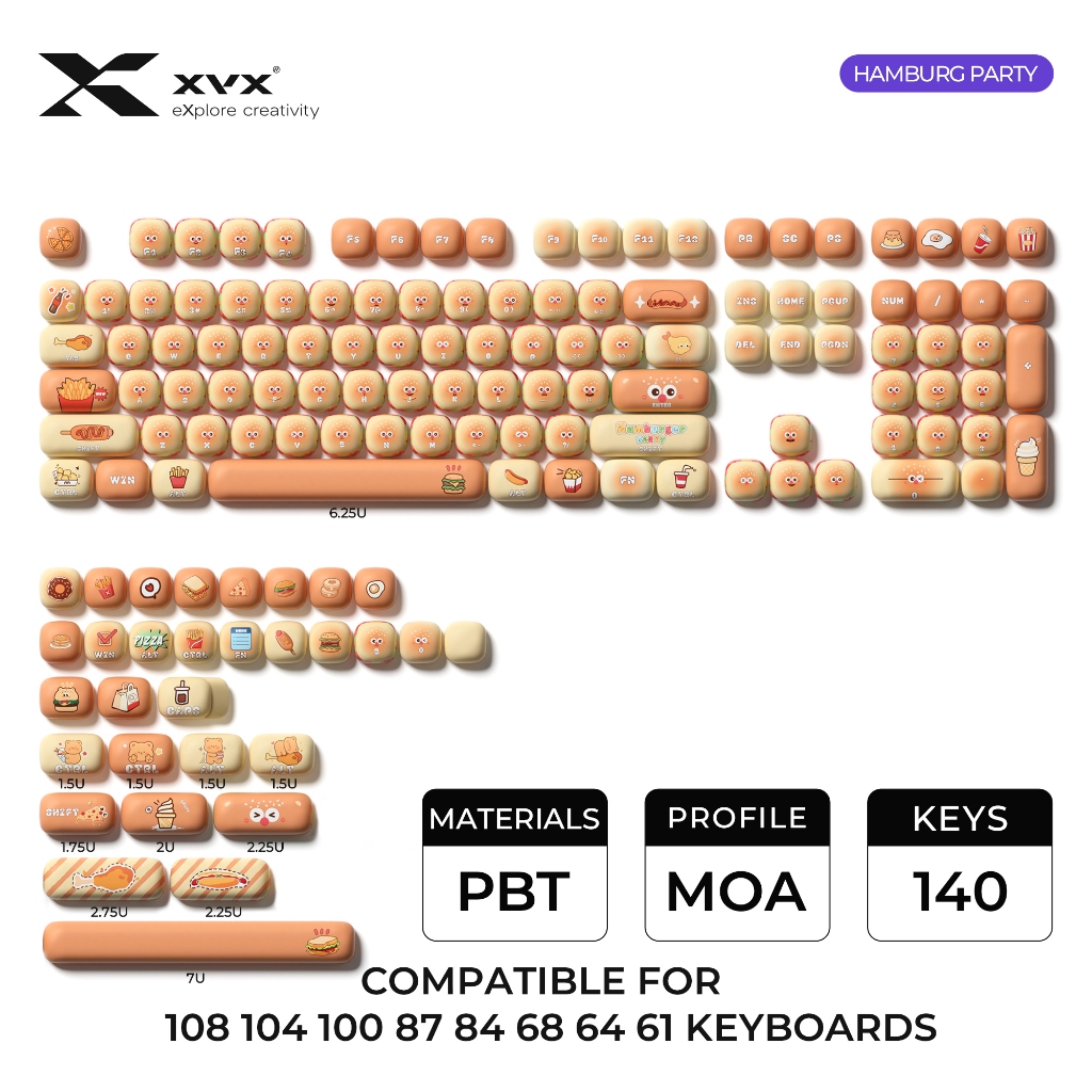 XVX Hamburg Party MOG Profile Dye-Sub PBT Keycap Set 139-Key