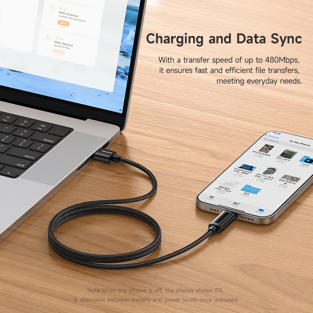 Mcdodo 100W/36W USB-C ถึง Lightning/Type C สาย Dual จอแสดงผล LED สําหรับ iP 16 Pro Max 15 124 13 12 11 Xr 8 7 6s CA-779 799 800 ราคา ถูกที่สุด ดีลบีเคเค แกลเลอรีภาพที่ 6