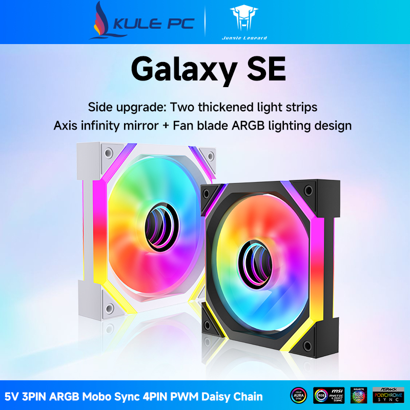 Jungle Leopard Galaxy SE ARGB CPU พัดลม 120 มม.แกน Infinity กระจกด้านข้าง Bold Light Bar 5V 3PIN Mobo Sync 4PIN PWM Daisy Chain