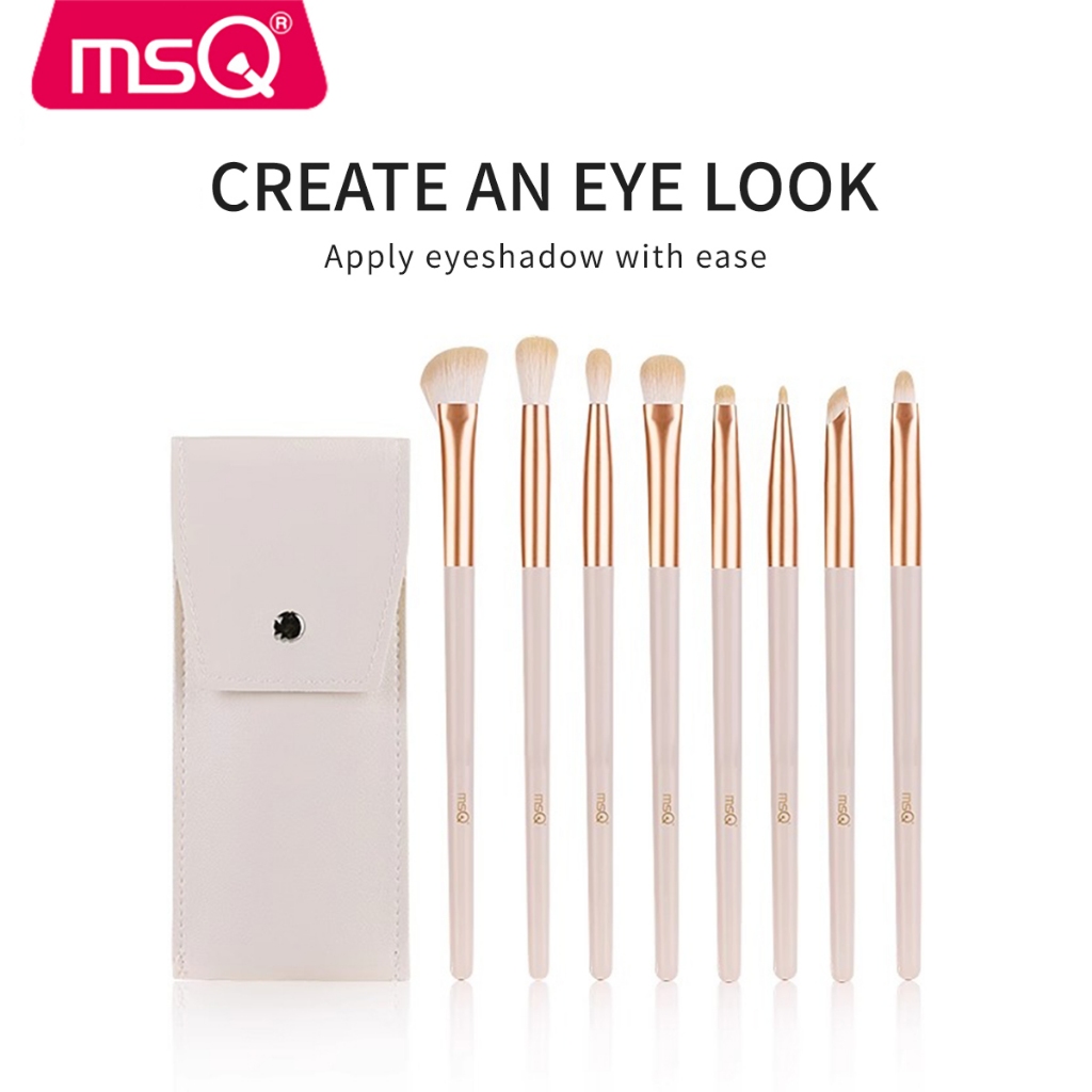 MSQ White Rose ชุดแปรงแต่งหน้า 8 ชิ้น ผมนุ่ม สําหรับรอยเปื้อนตาและจมูก แปรงมืออาชีพ