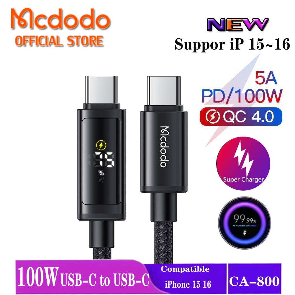 Mcdodo 100W/36W USB-C ถึง Lightning/Type C สาย Dual จอแสดงผล LED สําหรับ iP 16 Pro Max 15 124 13 12 11 Xr 8 7 6s CA-779 799 800 ราคา ถูกที่สุด ดีลบีเคเค
