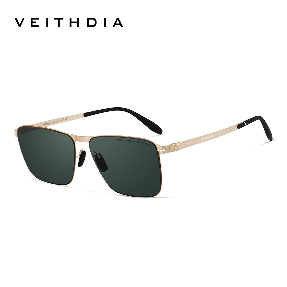 Veithdia แว่นตากันแดด โพลาไรซ์ สเตนเลส ทรงสี่เหลี่ยม ความละเอียดสูง ป้องกันรังสียูวี สําหรับผู้ชาย V8210