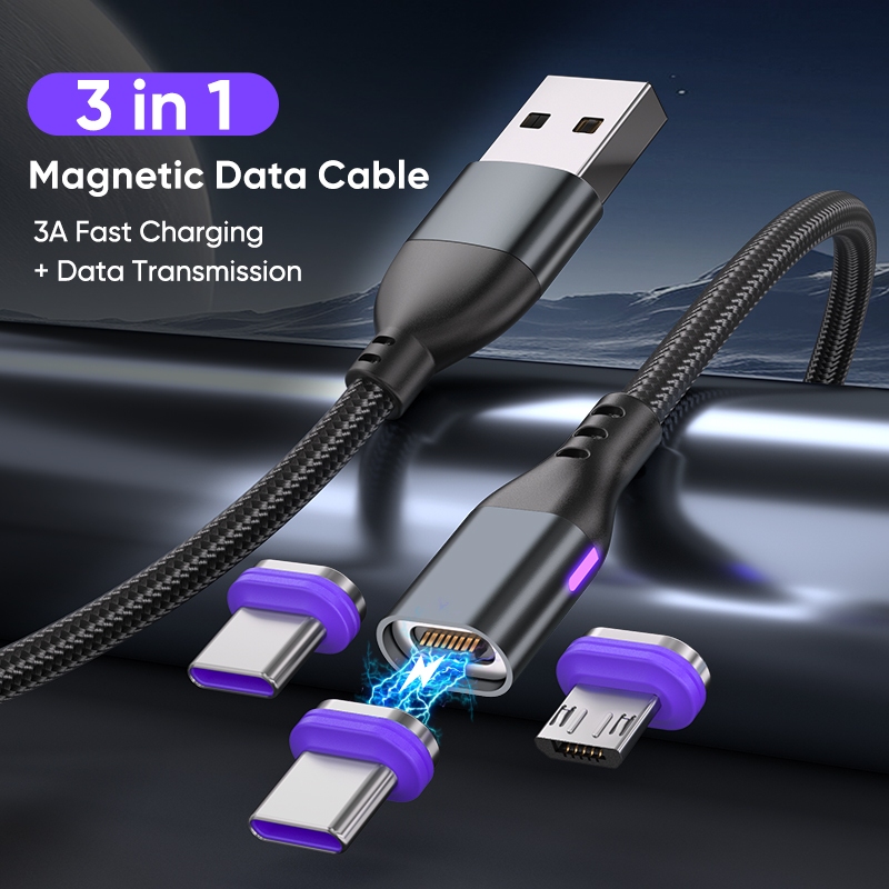 สายชาร์จแม่เหล็ก USB 16Pin ใหม่, QC3.0-QC4.0, 27W 3A Fast Charge Date Cable, 1 เมตร/2 เมตร