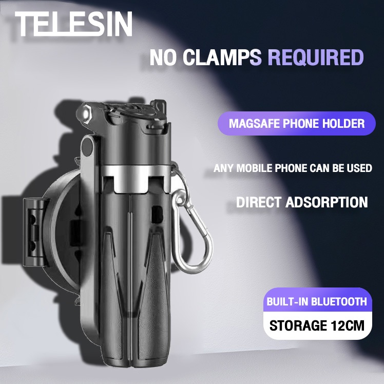 p15 3in1 MagSafe Mini ไม้เซลฟี่ ขยายได้ Grip Phone Tripod รีโมทบลูทูธในตัว Selfie Stick มีไฟLED สำหร