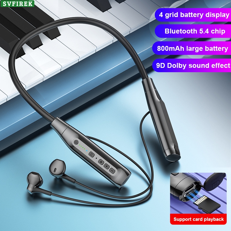 A12L หูฟังบลูทูธแบบติดคอกีฬาหูฟังไร้สายอายุการใช้งานแบตเตอรี่ยาวนานหูฟัง ENC หูฟังตัดเสียงรบกวน 9D ชุดหูฟังสเตอริโอรองรับ TF Card