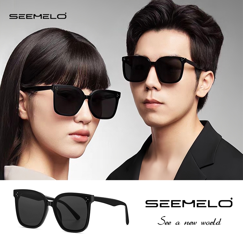 SEEMELO แว่นตากันแดดแฟชั่นกรอบใหญ่แว่นตากันแดด ยูวี400 ป้องกันแว่นกันแดดโพลาไรซ์ป้องกันดวงตาแว่นตาอาทิตย์แว่นตา