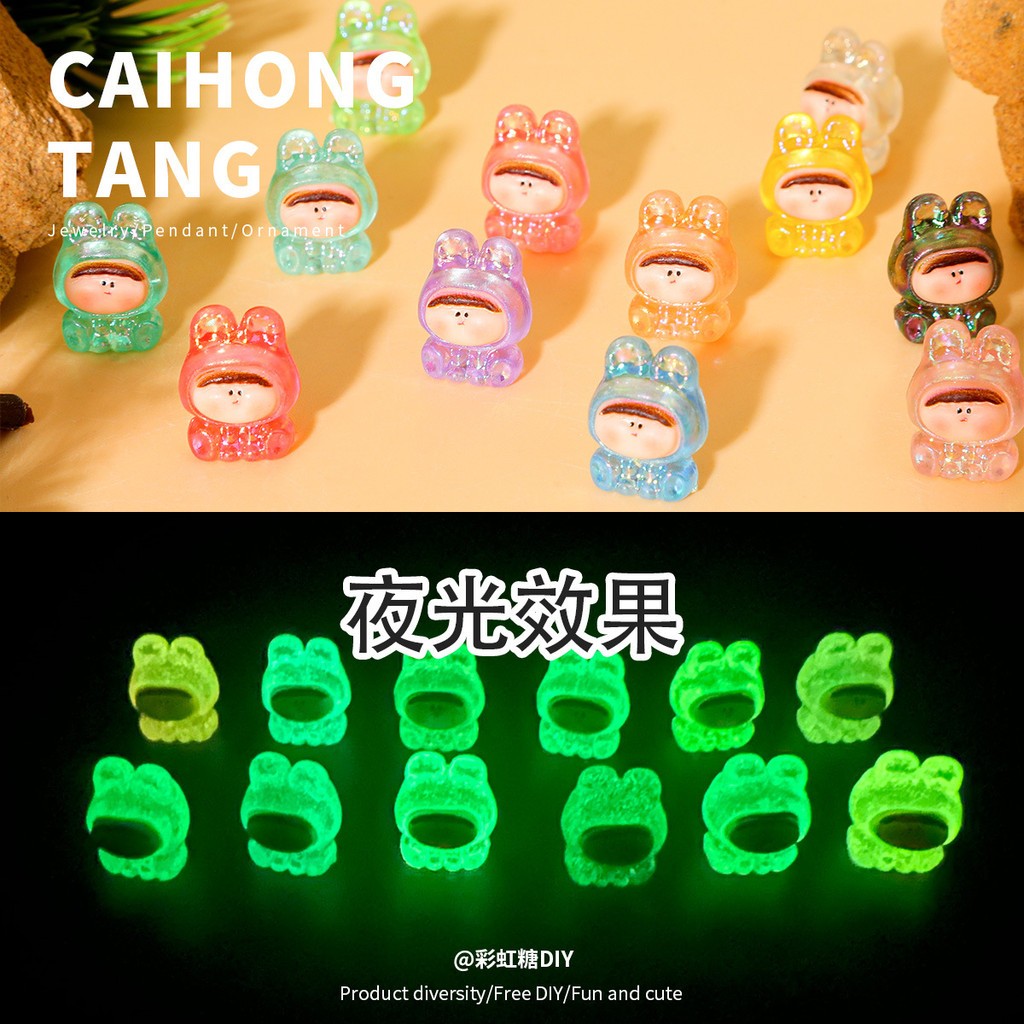 COD 1 ชิ้น Luminous Glow Mini Bunny 3D เรซิ่น Charms สําหรับ DIY ราคา ถูกที่สุด ดีลบีเคเค รูปภาพหลัก