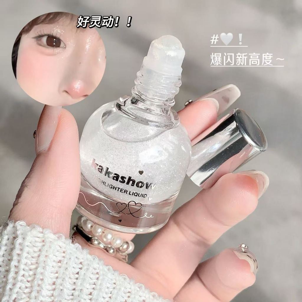 KAKASHOW White Highlighting Liquid 10g Pearly Shimmer Fine Flash แห้งเร็ว Smudgeproof Facial Brightening Powder C460