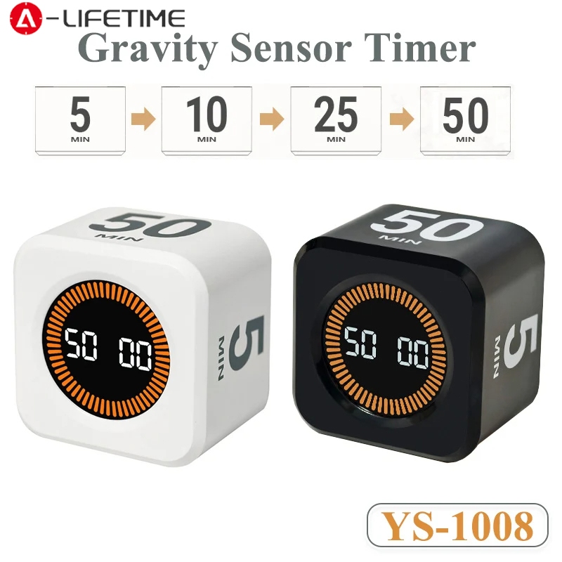 Digital Cube Timer ปรับเสียงหมุน Kitchel Timer Productivity Cube Timer Gravity Sensor จอแสดงผล LED 4