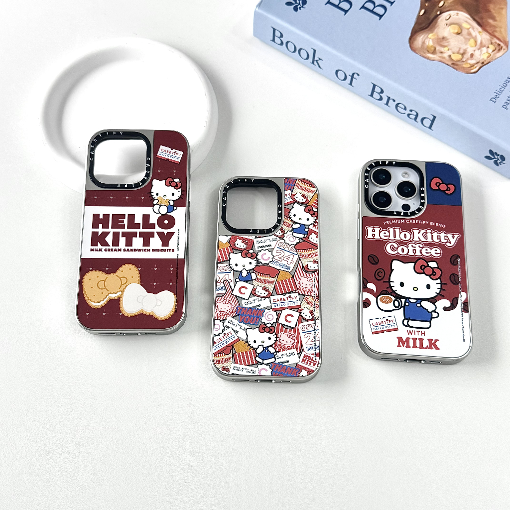 Hello Kitty 50th Anniversary CT mirror Electroplated Silver magnetic case cover เข้ากันได้กับ iphone12 13 14 15 16 plus promax เคสป้องกัน