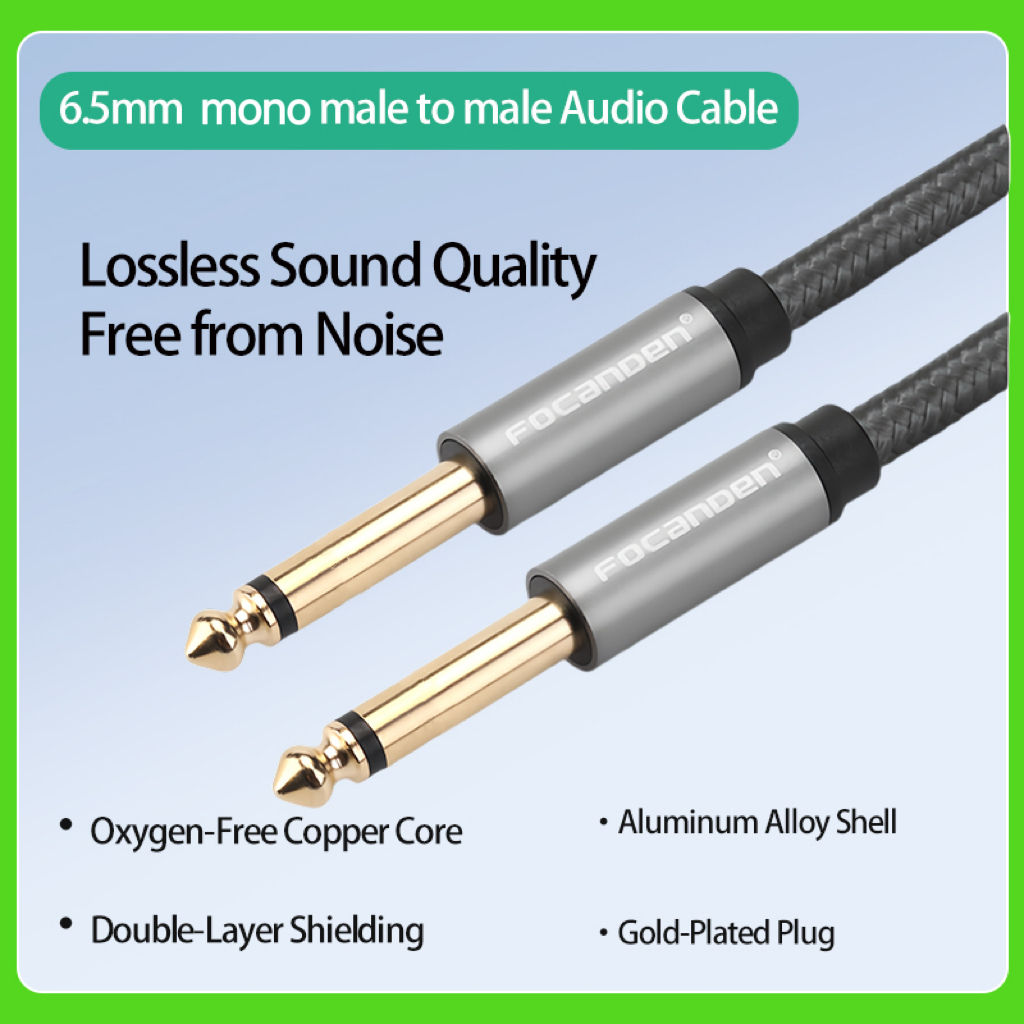 1.0M/1.5m/3m/5m6.35มม.แจ็ค6.35มม.1/4 “สายไมโครโฟนสายกีตาร์Mono Audio Auxสายอะแดปเตอร์แจ็คสายสัญญาณเสียงกีตาร์คู่