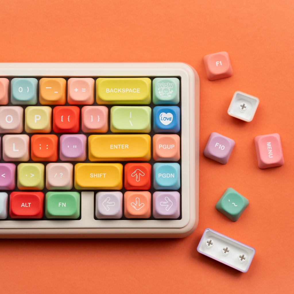 Womier สีสัน Candy Keycaps MOA โปรไฟล์ Keycaps PBT Dye Sublimation 132 คีย์สําหรับ MX Switch คีย์บอร์ด Gaming