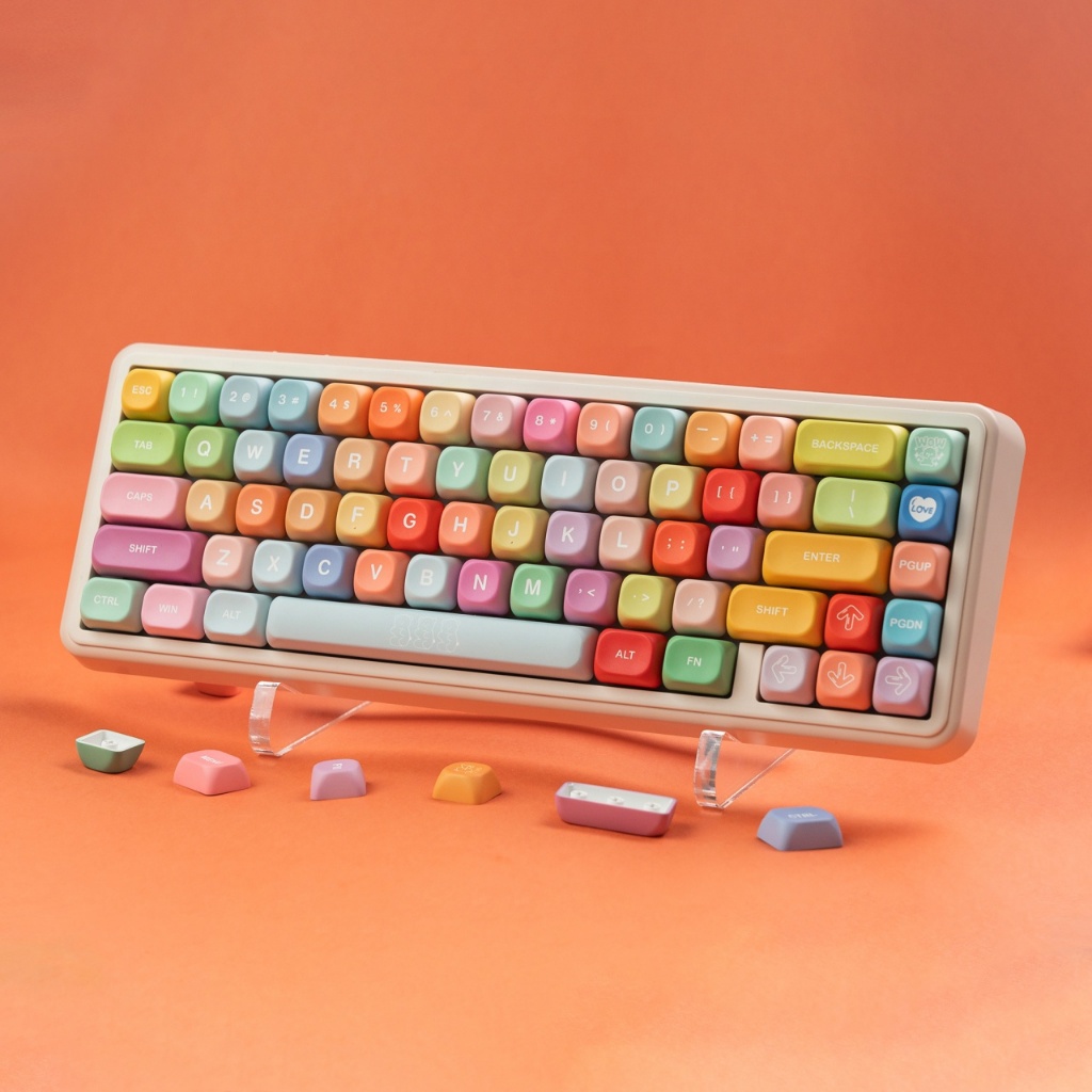 Womier สีสัน Candy Keycaps MOA โปรไฟล์ Keycaps PBT Dye Sublimation 132 คีย์สําหรับ MX Switch คีย์บอร์ด Gaming