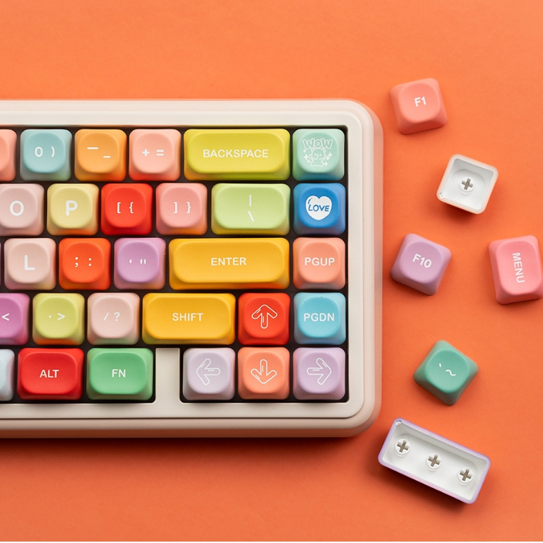 Womier สีสัน Candy Keycaps MOA โปรไฟล์ Keycaps PBT Dye Sublimation 132 คีย์สําหรับ MX Switch คีย์บอร์ด Gaming