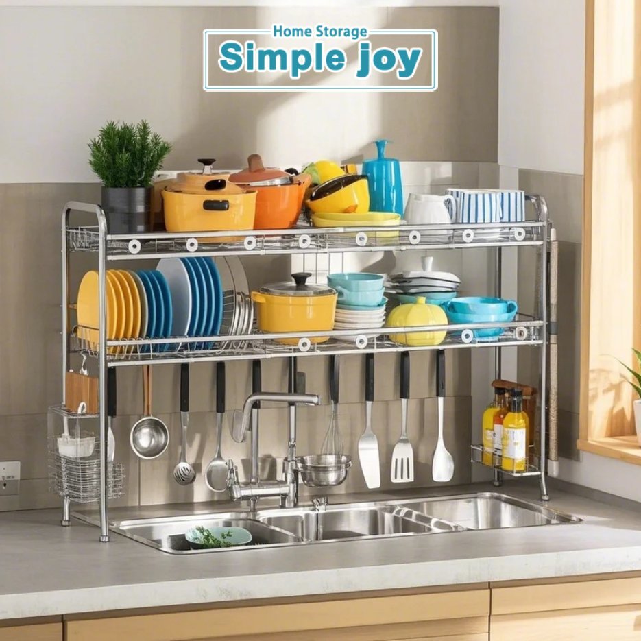 Simplejoy ชั้นวางจาน 2ชั้น  สแตนเลส304 ที่คว่ำจานขนาด60/80/90/100/120ซม ชั้นวางของในครัว