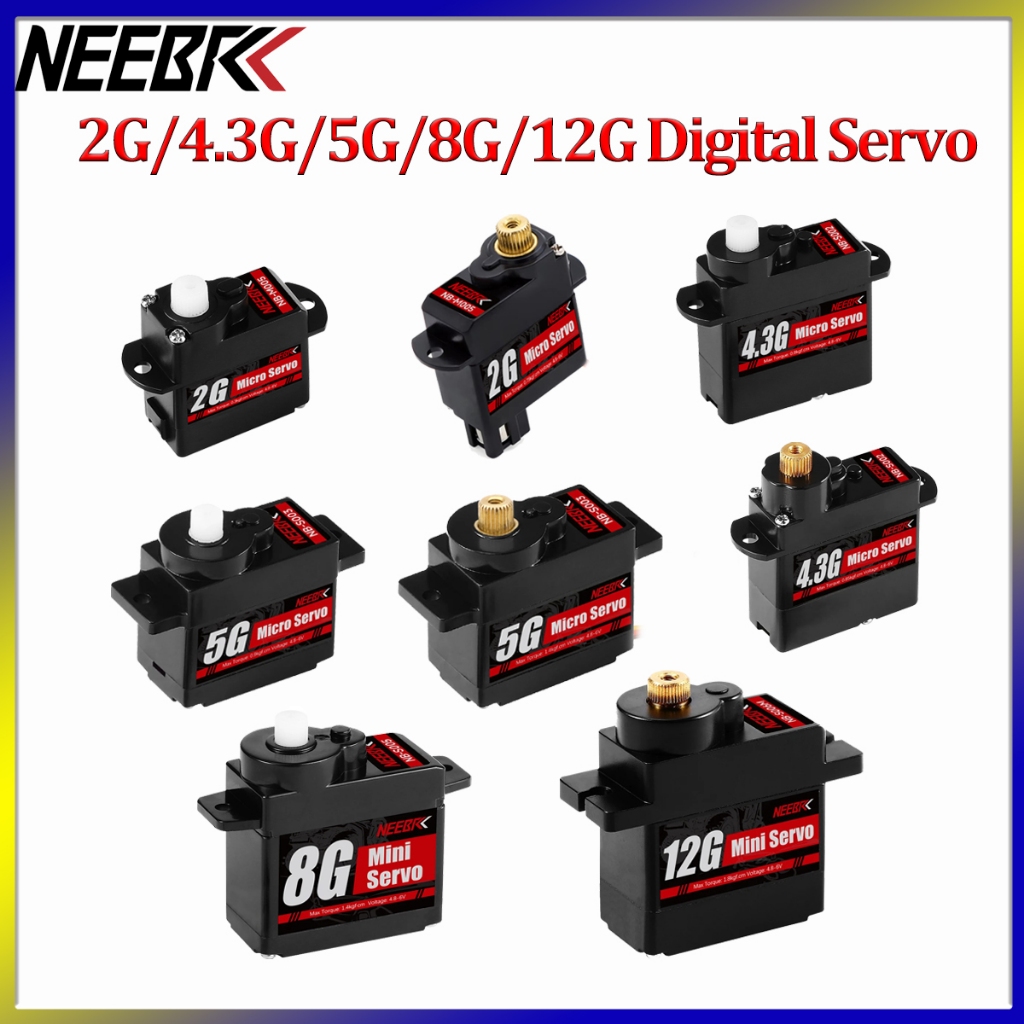 NEEBRC 2g 4.3g 5g 8g 12g มินิกันน้ํา Digital Servo พลาสติก/โลหะเกียร์มอเตอร์สําหรับ RC รถ Fixed-wing เครื่องบินเฮลิคอปเตอร์หุ่นยนต์ของเล่น