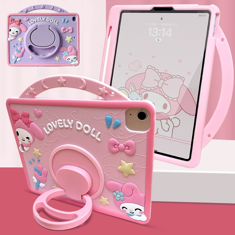 For iPad 10.2 2021 Gen10 Gen9 Gen8 Gen7 Gen6 Pro 10.5 11 2020 2024 A16 2025 2022 2021 2018 9.7 2018 2017 Air 5 4 3 2 iPad10 ipad9 iPad5 iPad6 Mini6 Mini 1 2 3 4 5 6 7 เปลือก 3D Cute Cartoon Melody Soft TPU Case เคสซิลิโคน สุนัขอบเชย เปลือกการ์ตูน