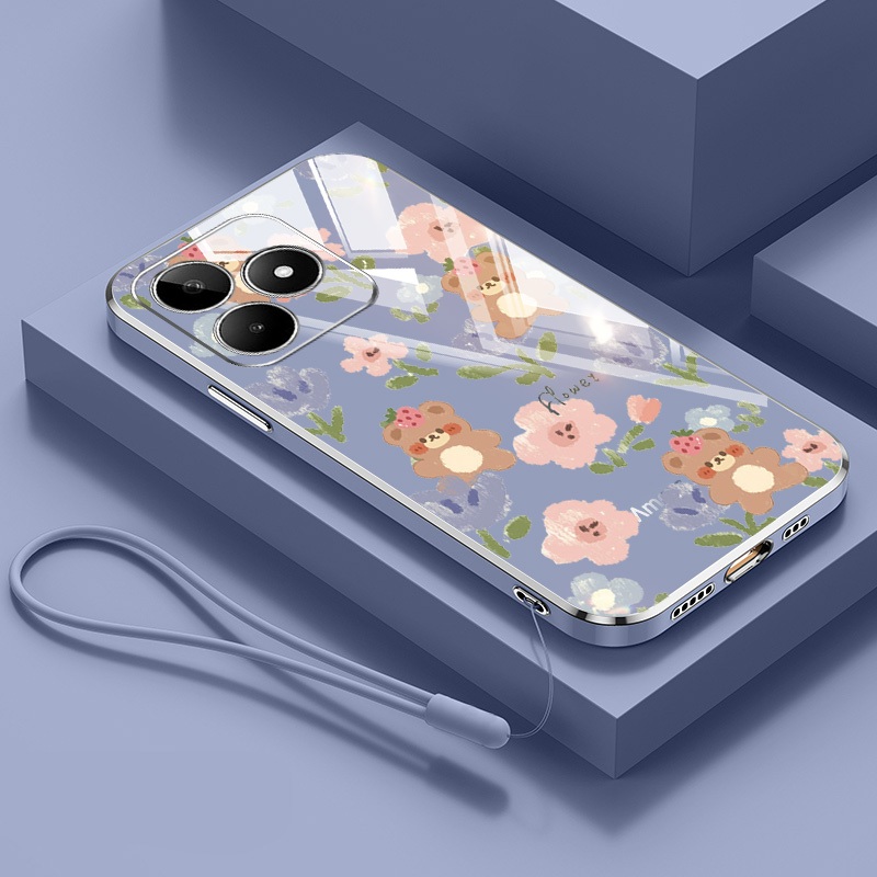 ปลอกสําหรับOppo A6 A5i A5 Pro 5G 4G A5X A5i A5 5G 4Gน่ารักดอกไม้เล็กๆหมีElectroplating Anti Dropซิลิโคนเคสโทรศัพท์